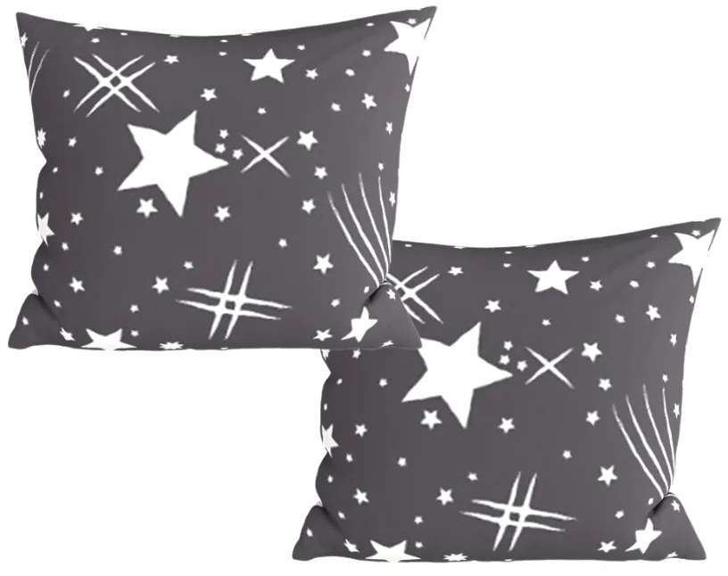 Súprava 2 ks dekoračných povlakov na vankúš z mikrovlákna NIGHT SKY 45x45 cm, sivá