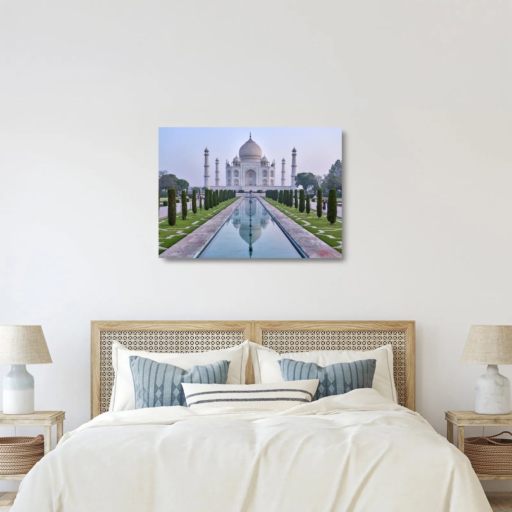 Sklenený obraz - Taj Mahal za východu slnka (70x50 cm)
