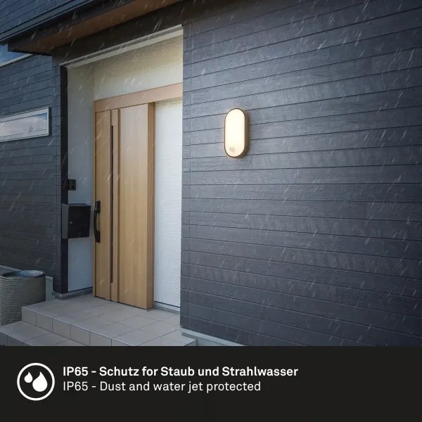 Brilo - LED vonkajšie nástenné svietidlo s pohybovým senzorom RUCH LED/12W/230V IP65 čierna