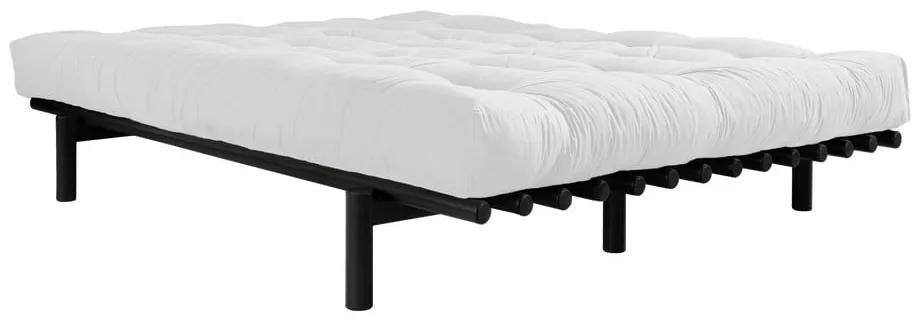 Dvojlôžková posteľ z borovicového dreva s matracom Karup Design Pace Double Latex Black/Natural, 180 × 200 cm
