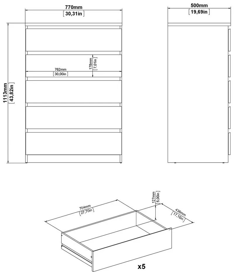 Komoda v dekore duba v prírodnej farbe 77x111x50 cm Naia – Tvilum