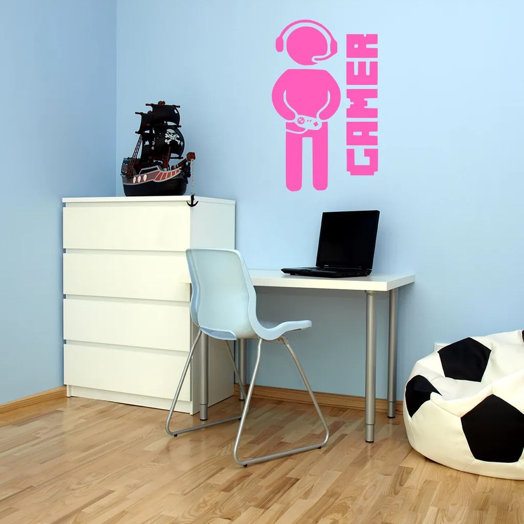 Veselá Stena Samolepka Gamer Farba: zelená, Veľkosť: 100 x 60 cm