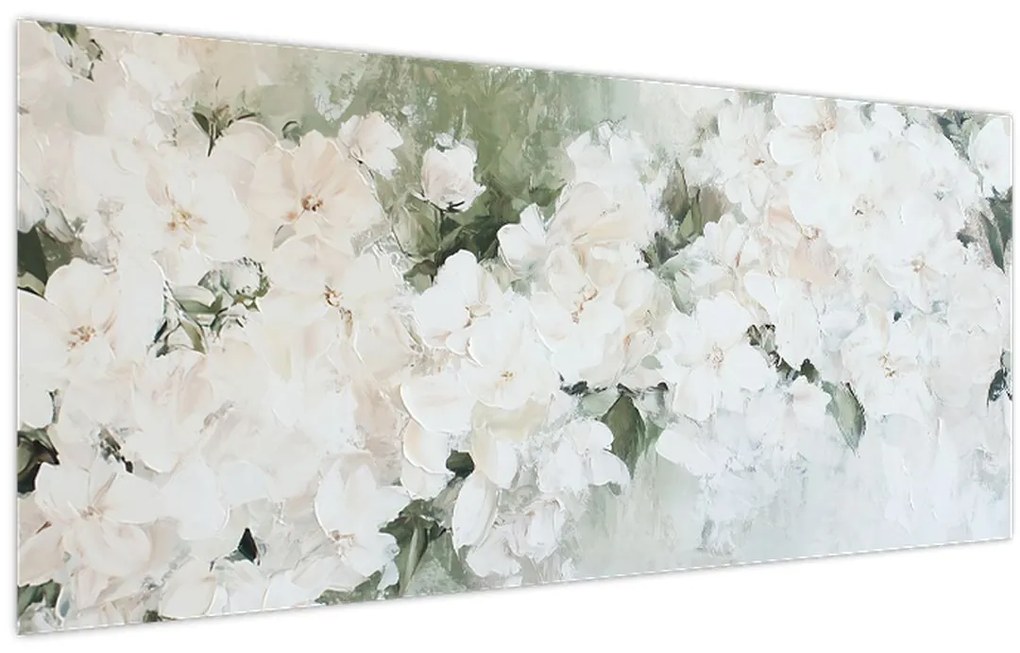 Obraz - Abstrakcia bielych kvetov (120x50 cm)