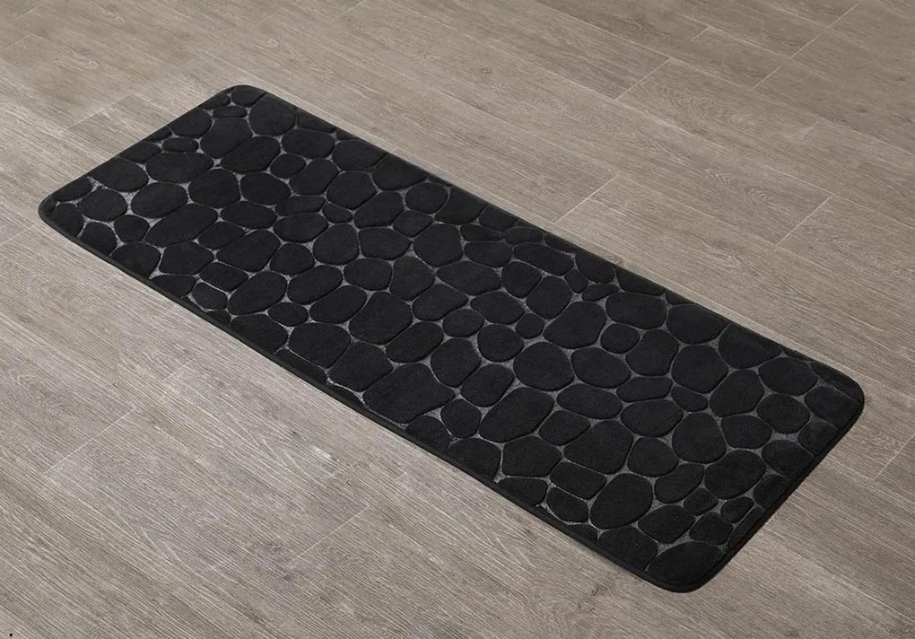 TENDANCE Predložka do kúpeľne Stones, 45x120 cm, čierna
