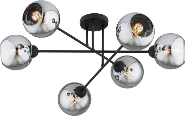 Brilagi - Prisadený luster DIOR 6xE27/60W/230V čierna/dymovo šedá