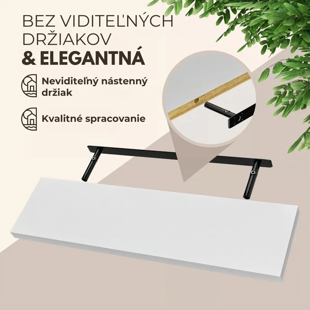 Nástenná polica FIGO + konzola, 90cm, biela Casaria