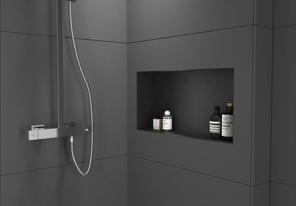 CERANO Cerano, zápustná polička s okrajom do obkladu 60x20x10 cm, čierna matná, CER-CER-417461