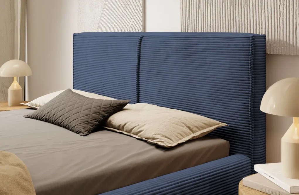 Posteľ Inez 180x200 cm, námornicka modrá šrukturovaná látka