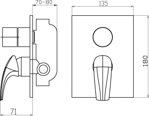 Novaservis Metalia 57 - Batéria pod omietku na 2 spotrebiče, s prepínačom na 2 výstupy, chróm, 57050R,0