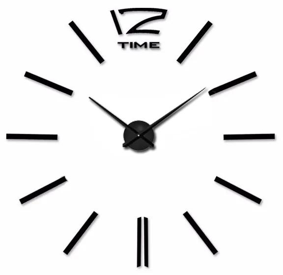 3D Nalepovacie hodiny DIY Clock 12 Time XL Black 90-130cm