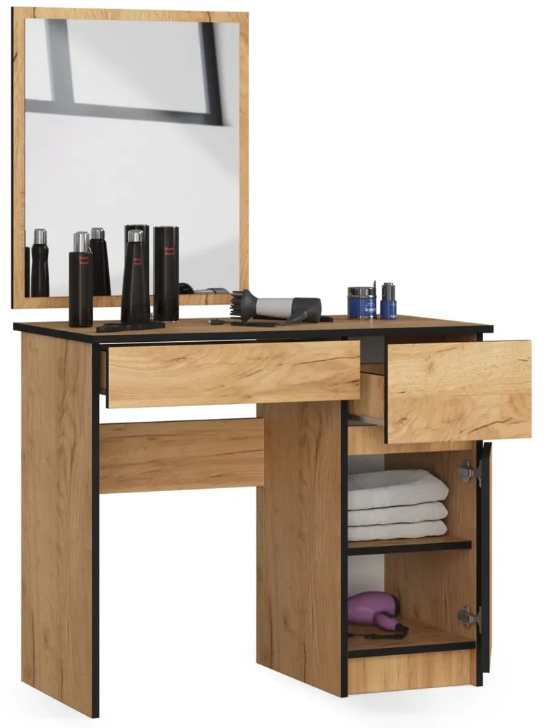 Kozmetický stolík so zrkadlom P-2/SL dub craft pravý