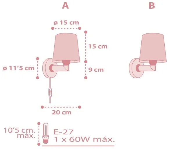 Dalber 82219S - Detské nástenné svietidlo STAR LIGHT 1xE27/60W/230V ružová