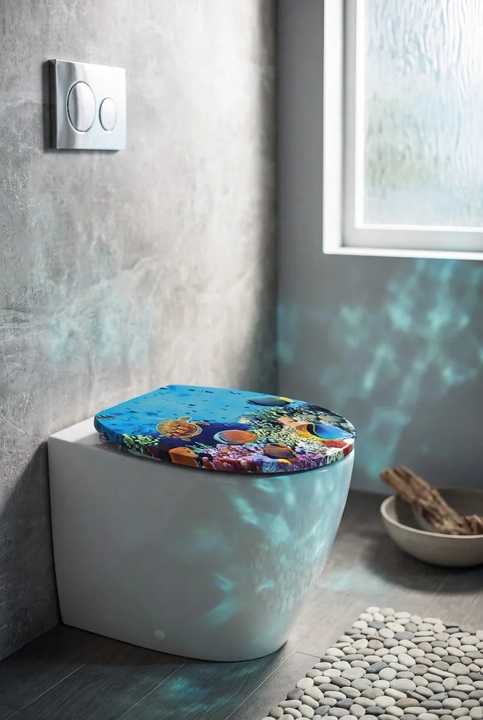 Aqualine Funny, WC sedátko s motivom oceán, modrá, HY-S369