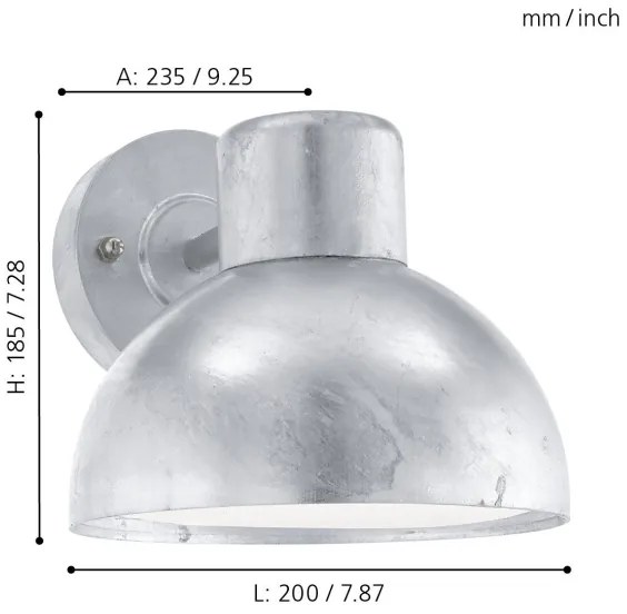 Eglo 96206 - Vonkajšie nástenné svietidlo ENTRIMO 1xE27/60W IP44