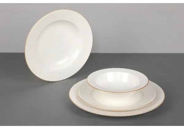 Jedálenská súprava 24 ks biela/zlatá/porcelán