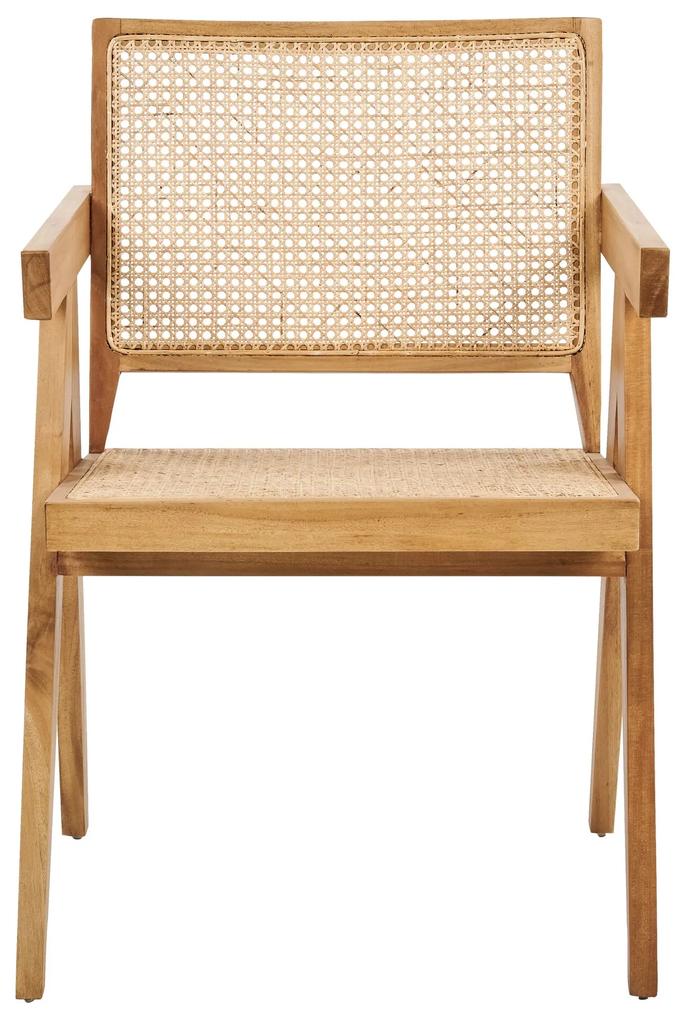 Drevená stolička s ratanovým výpletom svetlé drevo WESTBROOK Beliani