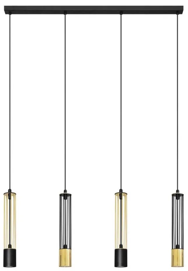 LED Luster na lanku BARS 4xGU10/4,8W/230V čierna/zlatá