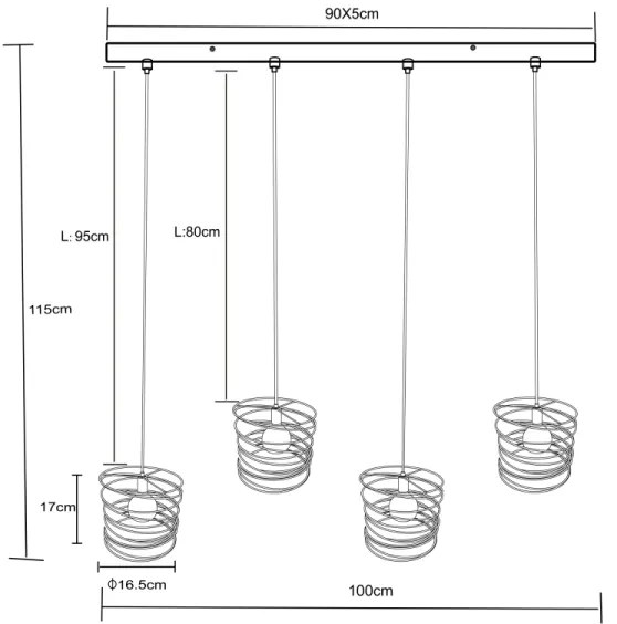 Globo 15640-4H - Luster na lanku TILLY 4xE27/60W/230V čierny