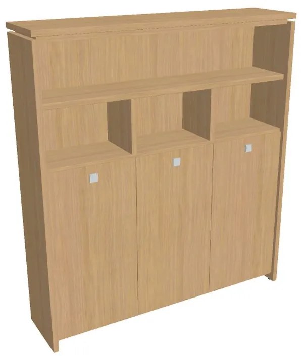 Vysoká šatníková skriňa Verno 188 x 46 x 210 cm, s regálom, dub svetlý