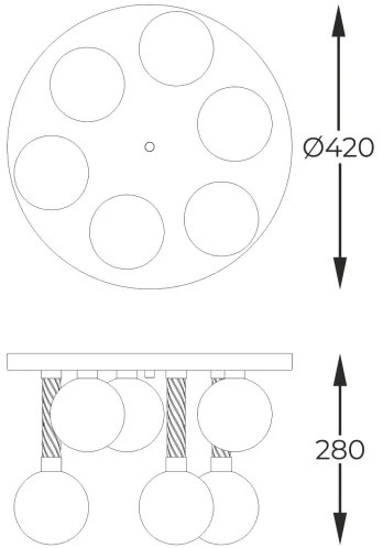 Zuma Line C0583-06D-2GHF - Prisadený luster MIDA 6xG9/6W/230V mosadz
