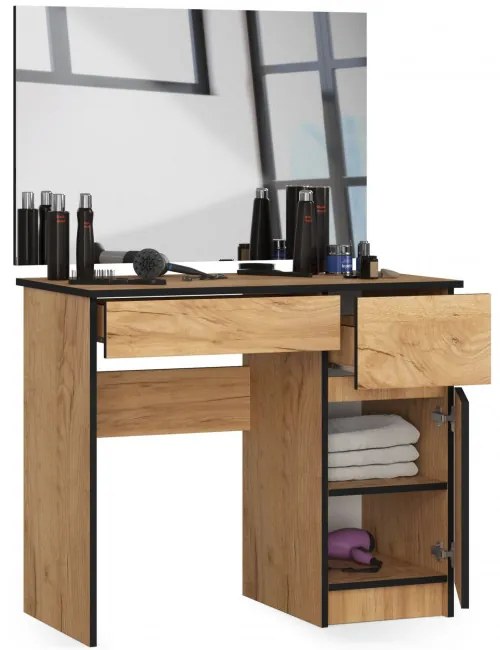 Toaletný stolík so zrkadlom CLP P-2/SL 900x600 pravý, dub craft