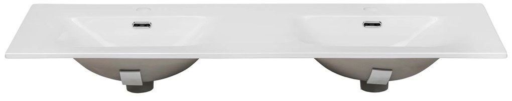Dvojité keramické umývadlo Sky 121 cm biele