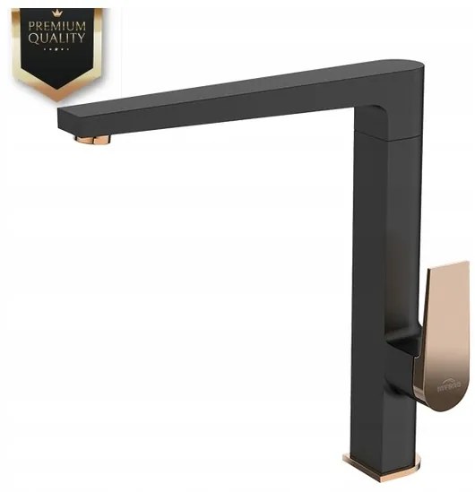 Invena Midnight, stojanková drezová batéria, čierna-ružové zlato, BZ-35-014-V