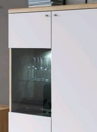 Nízká vitrína Primo, dub riviera/biela