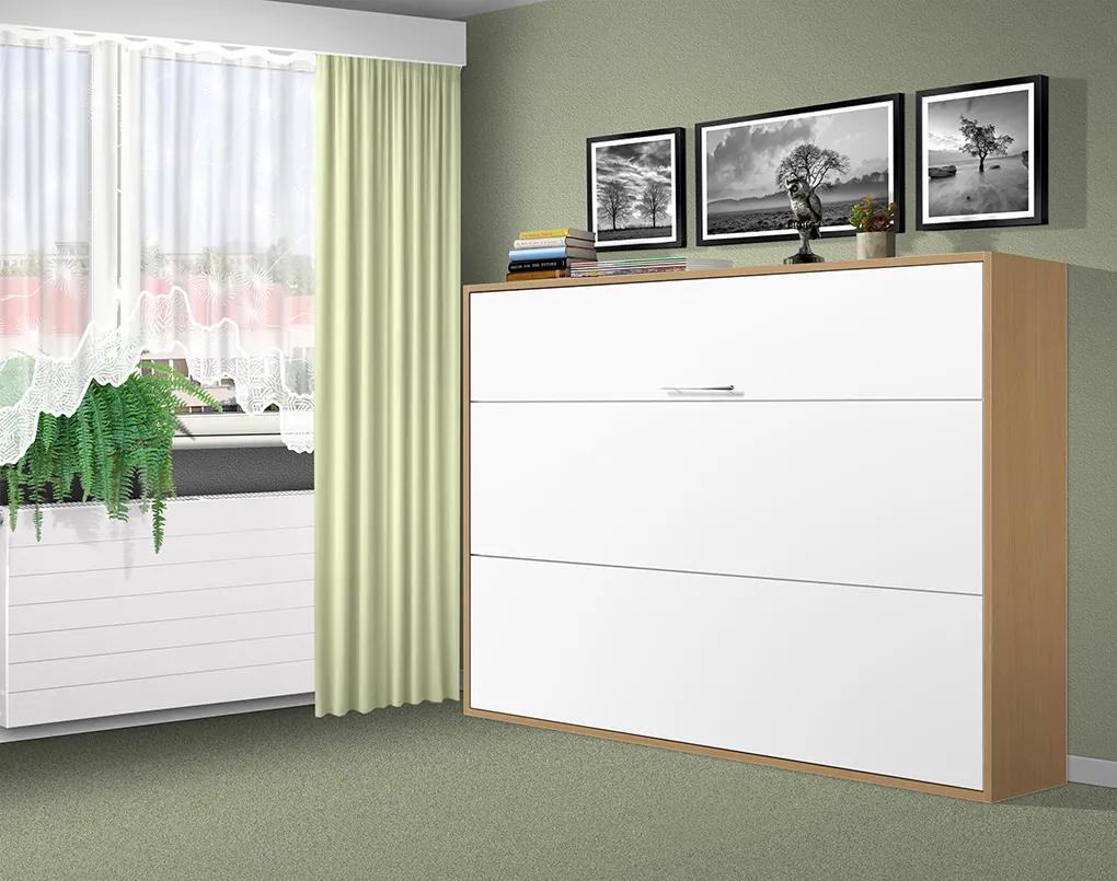 Nabytekmorava Sklápacia posteľ VS1056, 200x140cm farba lamina: dub sonoma svetlá/biele dvere, Varianta dverí: lesklé