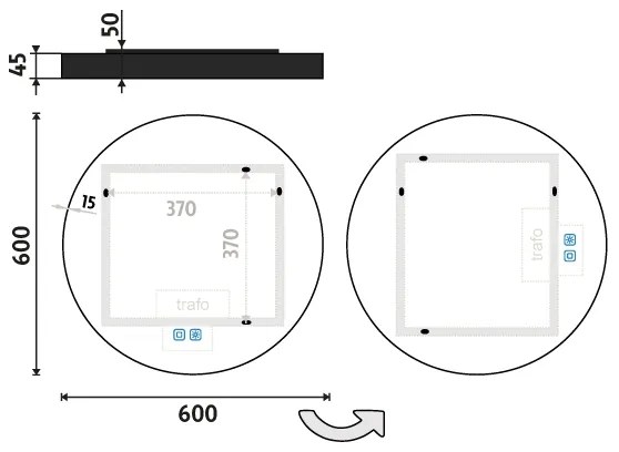 NIMCO ZPC 31000RVX-90 - LED podsvietené kúpeľňové zrkadlo 3000-6500K 60 cm IP44