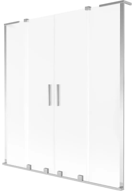 Mexen Velar L Duo, 2-krídlová posuvná vaňová zástena 150 x 150 cm, 8mm sklo námraza, chrómová, 896-150-003-32-01