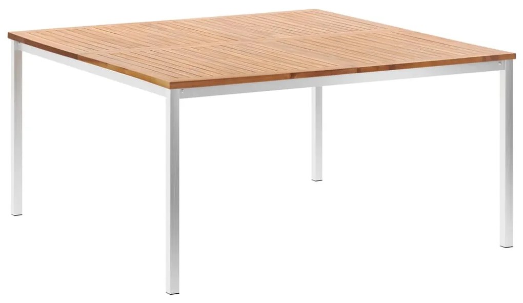vidaXL Záhradný jedálenský stôl 150x150x75 cm akáciový masív a nehrdzavejúca oceľ