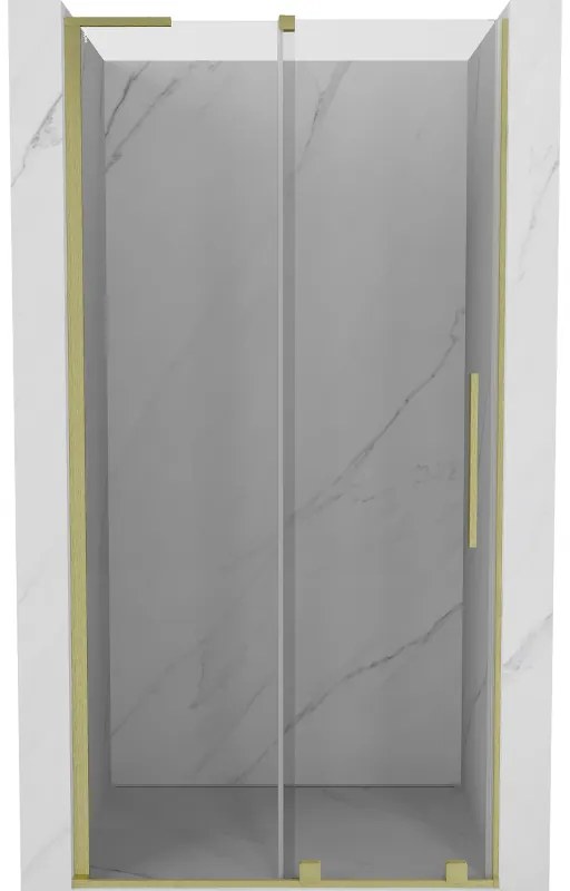 Mexen Velar L, posuvné sprchové dvere do otvoru 110 cm, 8mm číre sklo, zlatá matná, 871-110-003-01-55
