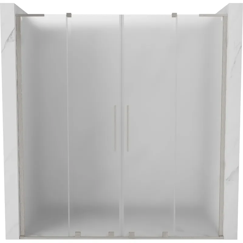 Mexen Velar L Duo, posuvné sprchové dvere do otvoru 170 cm, 8mm sklo námraza, brúsená oceľ, 871-170-003-32-97