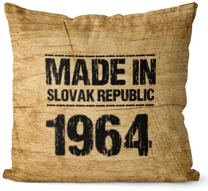 Vankúš Made In + rok (Veľkosť: 55 x 55 cm, rok: 1964)