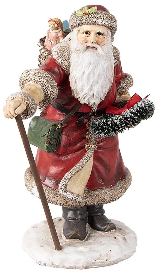 Vianočná dekorácia socha Santa s nošou darčekov- 14*12*20 cm