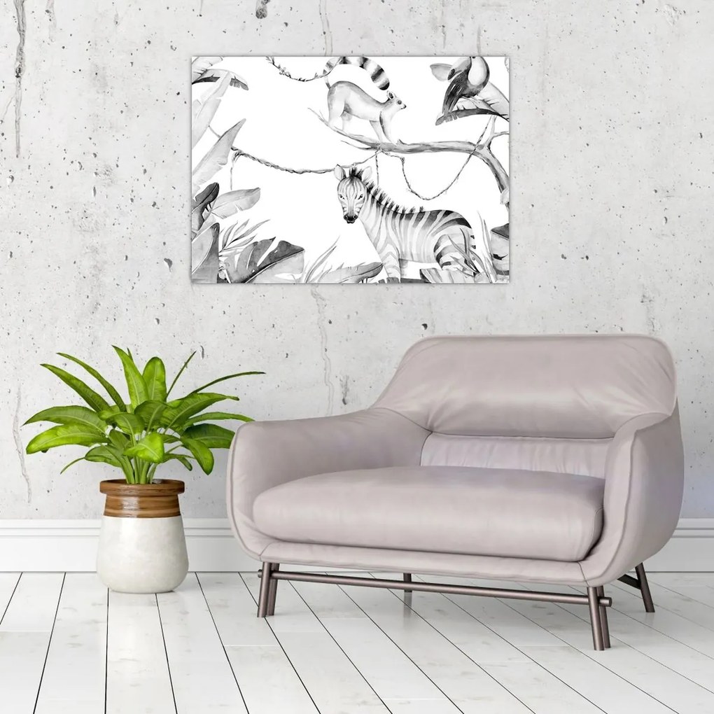 Obraz - Akvarelová džungľa (70x50 cm)