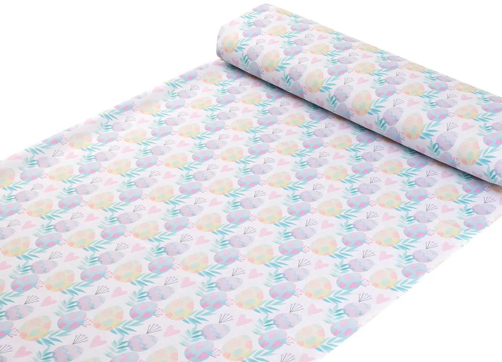 Biante Veľkonočný teflónový behúň na stôl TF-073 Pastelové kraslice na bielom 45x120 cm