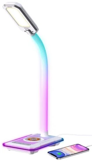 Immax 08988L - LED RGBW Stmievateľná stolná lampa s Qi nabíjaním 30W/230V biela