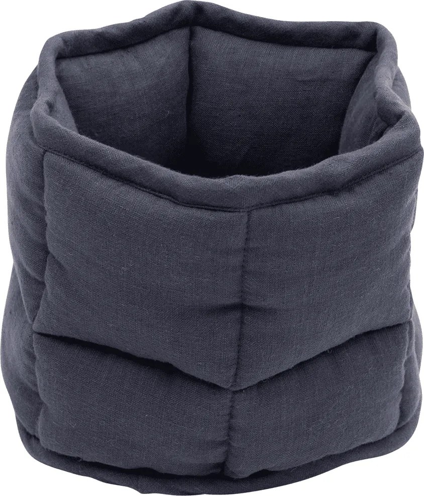 Ľanový prešívaný košík grafitová o 20 cm