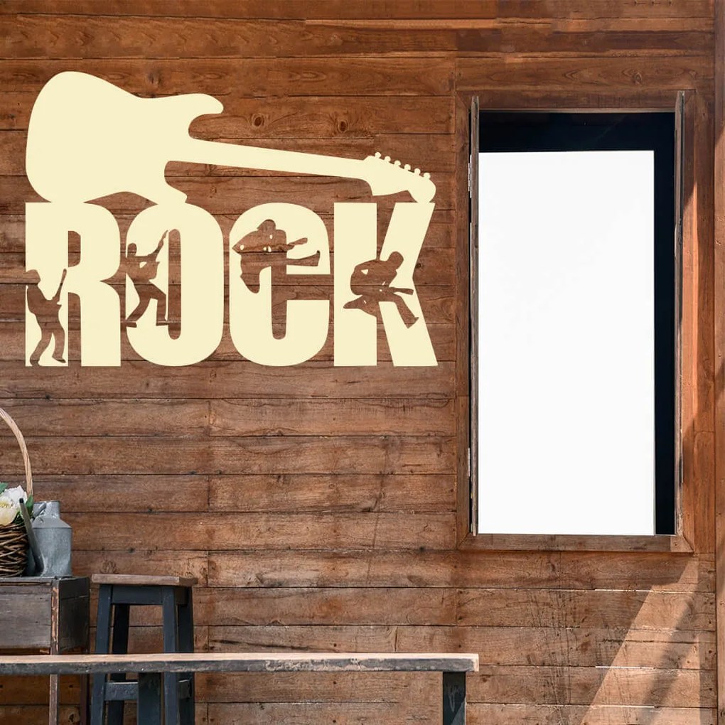 Veselá Stena Samolepka Nápis ROCK Farba: oranžová, Veľkosť: 40 x 28 cm