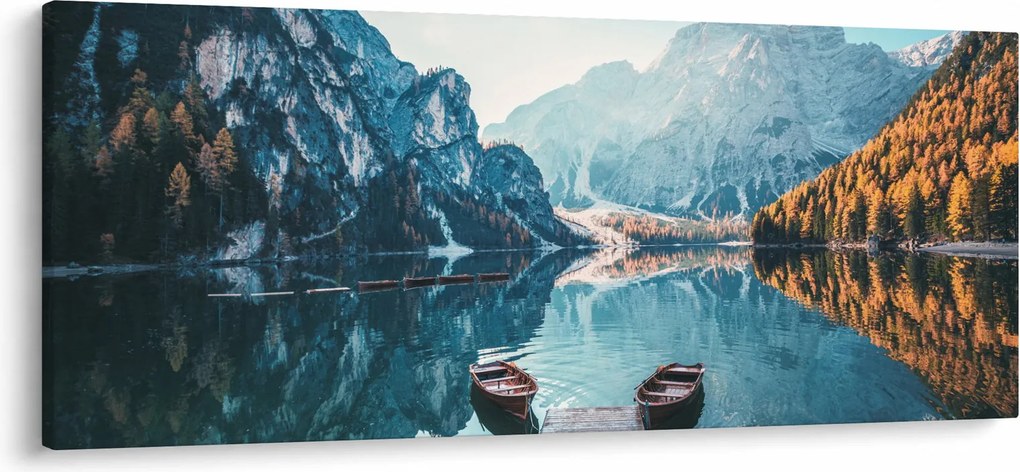 Obraz - Lode na jazere Braies (120x50 cm)