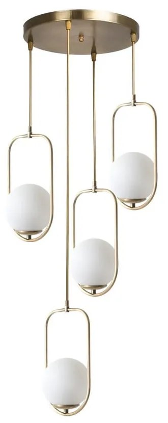 Závesné svietidlo v bielo-zlatej farbe so skleneným tienidlom ø 30 cm Ahu – Opviq lights