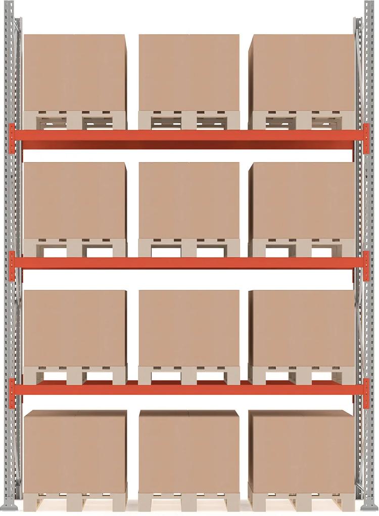 Paletový regál Ultimate, základná sekcia, 12 paliet, 4000x2750x1100 mm