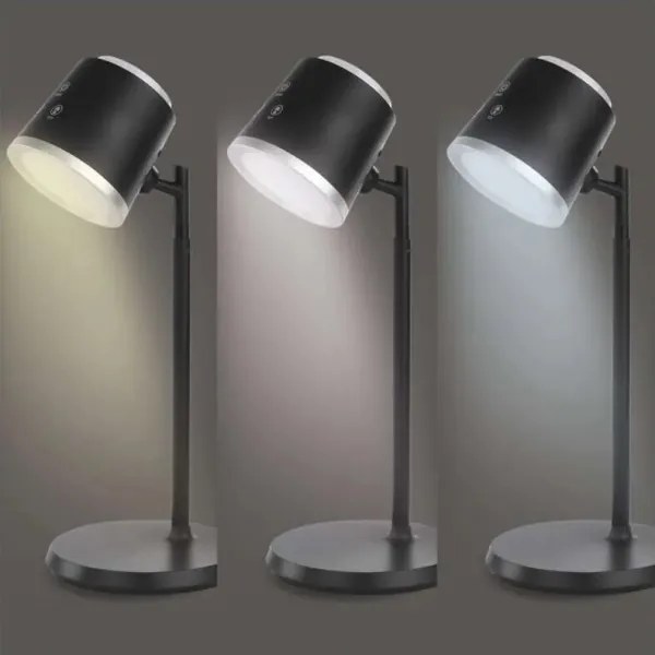 LED Stmievateľná nabíjacia stolná lampa 4v1 LED/6W/3,7V 3000K/4000K/6500K čierna