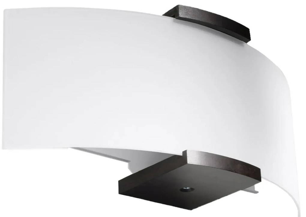 Nástenné svietidlo Emilio, 1x mliečne sklenené tienidlo, drevo vo farbe wenge