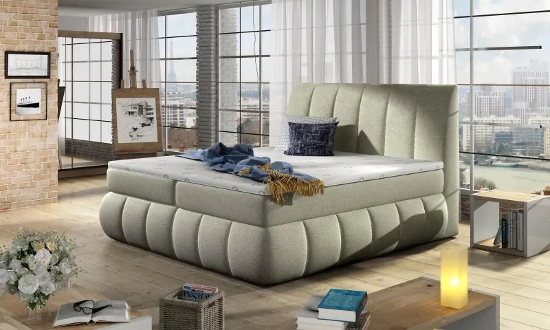 Posteľ Boxspring Vincenzia 200x180, smotanová vzor (látka - bvi 13)
