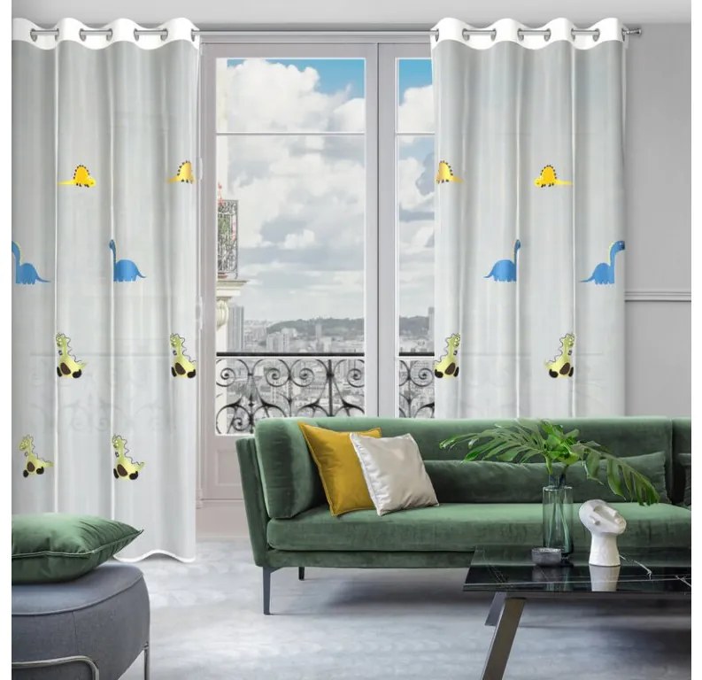 DECOREUM Záves zdobený výšivkou s detským vzorom 140 x 250 cm biela 106336
