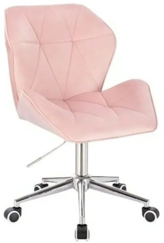 LuxuryForm DESIGN Stolička MILANO MAX VELUR na striebornej podstave s kolieskami - svetloružová