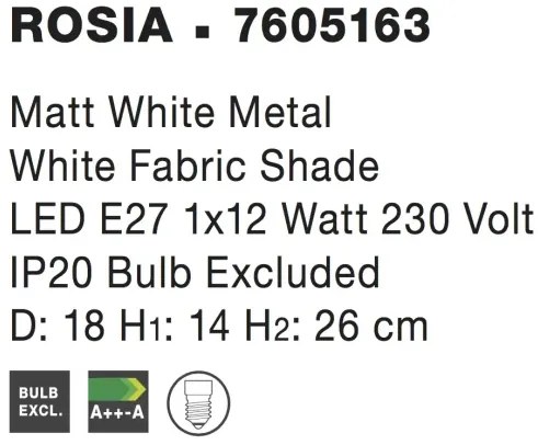 Rustikálna stolová lampa Rosia 18 biele
